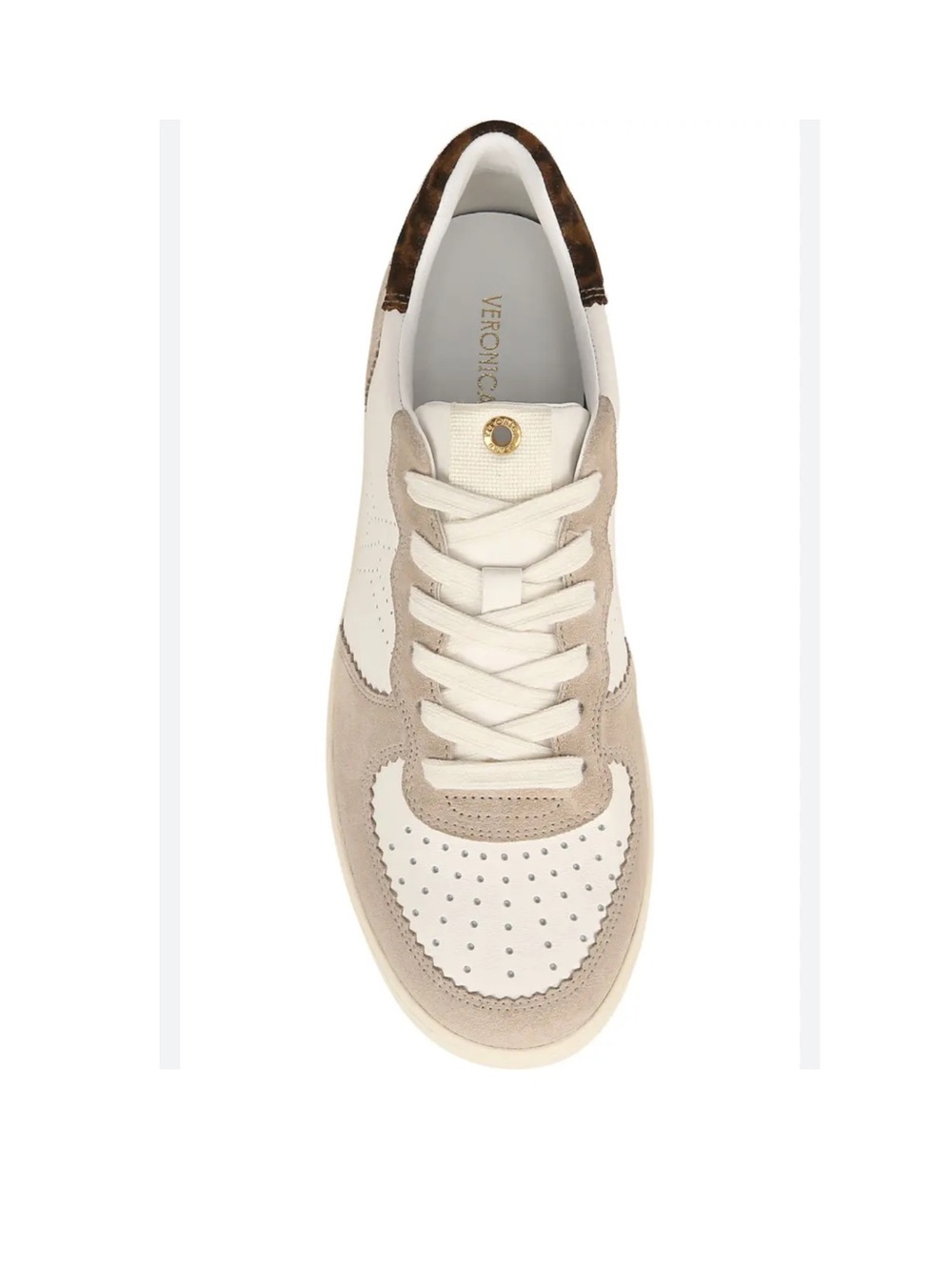 Veronica Beard White Leather Tan Suede Lennox Leather and Suede Sneakers 8.5